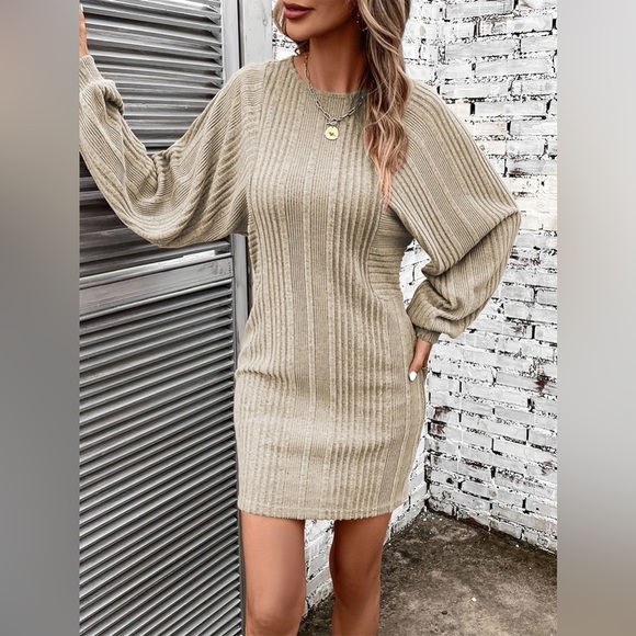 Dream Delight Sweater Dress with Puff Sleeve - Picture 1 of 7